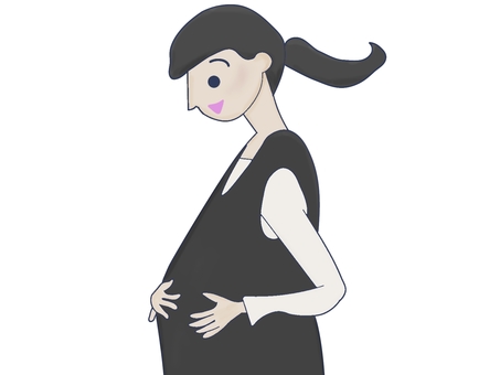 お腹に手をあてる妊婦 妊婦,妊娠,マタニティ,人物,女性,お腹,胎動,安定期,生活,日常のイラスト素材