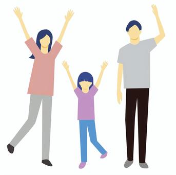 喜ぶ家族1 家族,ファミリー,夫婦,子供,小学生,幼稚園児,保育園児,シンプル,ベクター,挿絵のイラスト素材