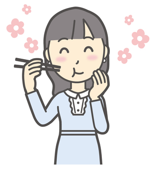  ワンピースお嬢様-488-バスト 食べる,おいしい,お嬢様,女性,女の子,オシャレ,ワンピース,人物,かわいい,美味しいのイラスト素材