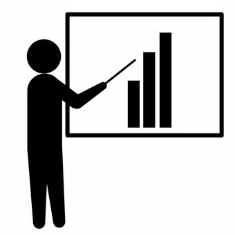 ピクトグラム　説明 ピクトグラム,説明,ボード,右肩上がり,棒グラフ,グラフ,解説,ホワイトボード,売上,会社のイラスト素材
