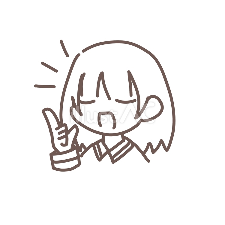 女の子　目を閉じて話す　線画 女の子,話す,線画のイラスト素材
