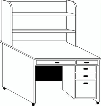 学習机　 学習机,家具,引き出し,子供部屋,設置,屋内,インテリア,白黒のイラスト素材