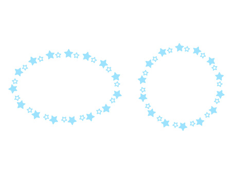 水色の星柄ラインの円形フレームセット 星,ライン,円形,楕円,丸,タイトル,ロゴ,水色,青,ポップのイラスト素材