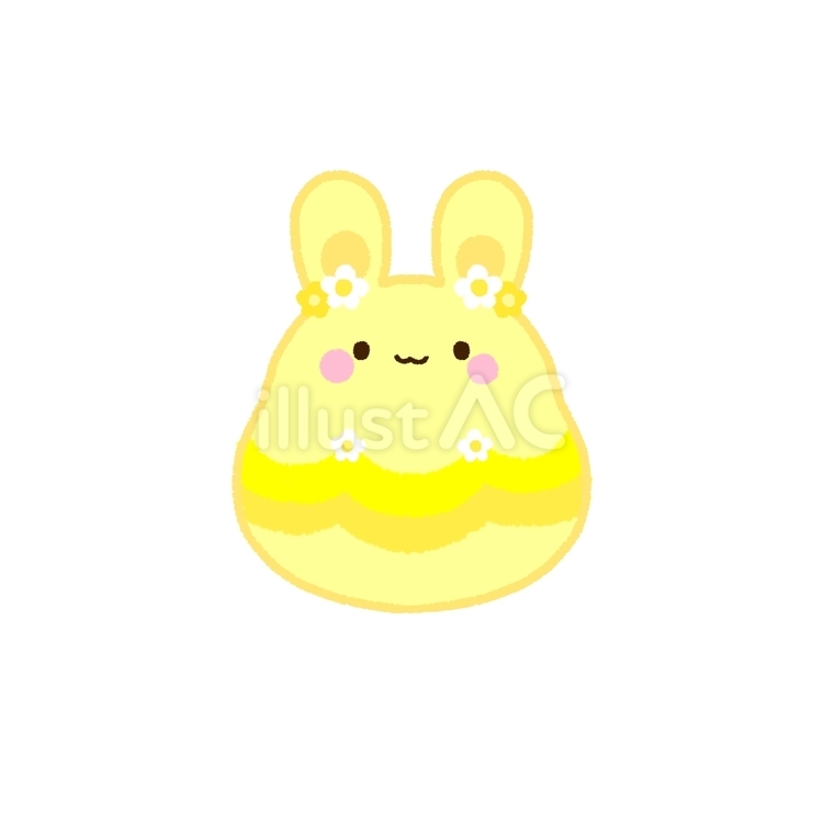 イースターの卵（うさぎ）薄い黄色 うさぎ,かわいい,シンプルのイラスト素材