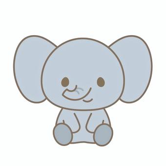 おすわりしているぞうのイラスト 象,生き物,動物,おすわり,ゆるい,ベクター,哺乳類,かわいい,シンプルのイラスト素材
