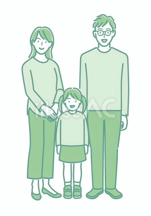 立っている三人家族 家族,男子,一人っ子のイラスト素材