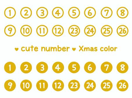 かわいい数字セット（Xmas丸枠） 数字,番号,丸,枠,丸枠,クリスマス,クリスマスカラー,12月,セット,素材のイラスト素材