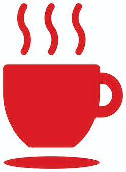 コーヒーカップのアイコン 赤 コーヒーカップ,マグカップ,食器,飲み物,喫茶店,カフェ,コーヒー,ドリンク,嗜好品,ホットのイラスト素材
