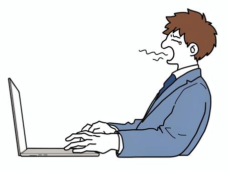 あくびをするサラリーマン 男性,サラリーマン,会社員,会社,仕事,あくび,疲れ,暇,涙,疲労のイラスト素材