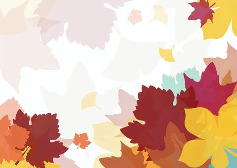 カラフルな葉っぱの秋の背景イラスト素材 秋,背景,葉っぱ,紅葉,イチョウ,もみじ,葉,リーフ,秋の葉,楓のイラスト素材