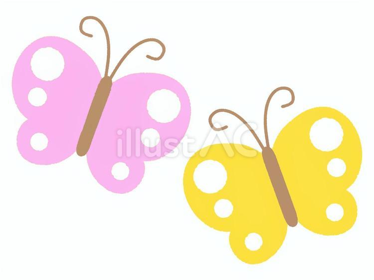 ちょうちょ（ピンク/黄色） ちょうちょ,虫,黄色のイラスト素材