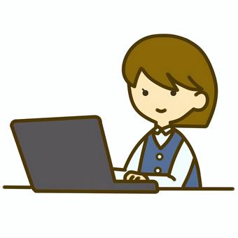 ノートパソコンで仕事をする女性 事務員,事務,事務職,パソコン,pc,女性,女の人,会社員,ノートパソコン,デスクワークのイラスト素材