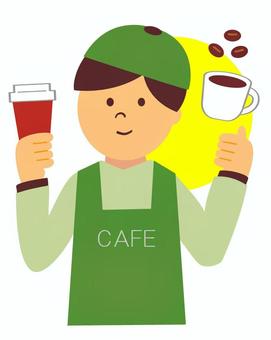 カフェの店員 カフェ,喫茶店,コーヒー,コーヒーショップ,店員,スタッフ,接客,仕事,働く,サービス業のイラスト素材
