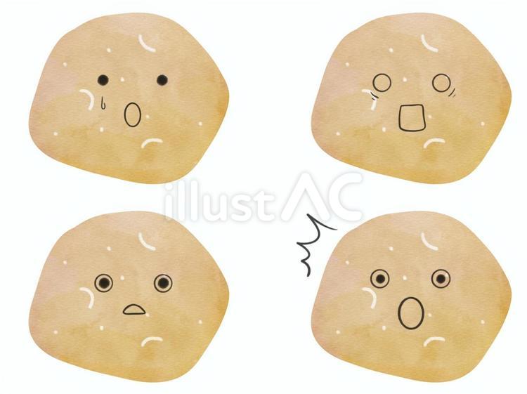 野菜のキャラの表情セット　驚　ジャガイモ ジャガイモ,野菜,キャラクターのイラスト素材