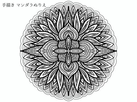 手描きマンダラ3 手描きマンダラ3 マンダラ,曼荼羅,手描き,ぬりえ,細かい,模様のイラスト素材
