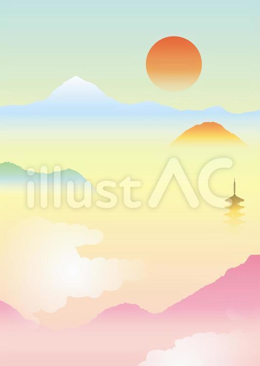 日本の新春風景 日本,新春,風景のイラスト素材