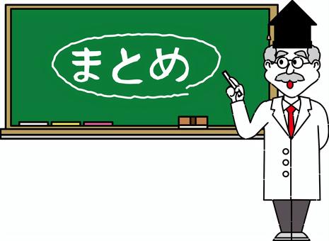 黒板博士 黒板博士 黒板,博士,先生,男性,解説,説明,まとめ,授業,ポイント,重要のイラスト素材