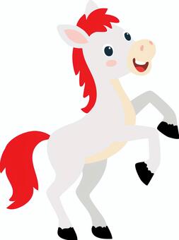 駆けだそうとする白馬 馬,干支,白馬,牧場,動物園,動物のイラスト素材