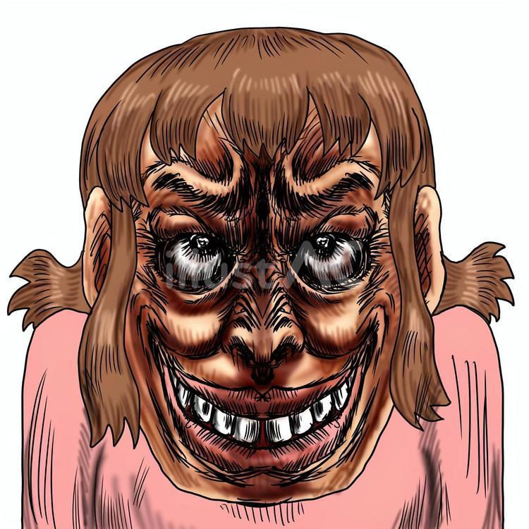 悪だくみをして悪人顔になってる女性 悪だくみ,企む,謀略のイラスト素材