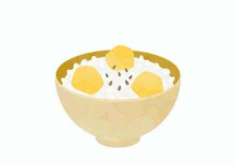 シンプルな栗ごはんのイラスト 栗ごはん,秋,食べ物,お米,栗,かわいい,シンプル,美味しい,ゴマ,ご飯のイラスト素材