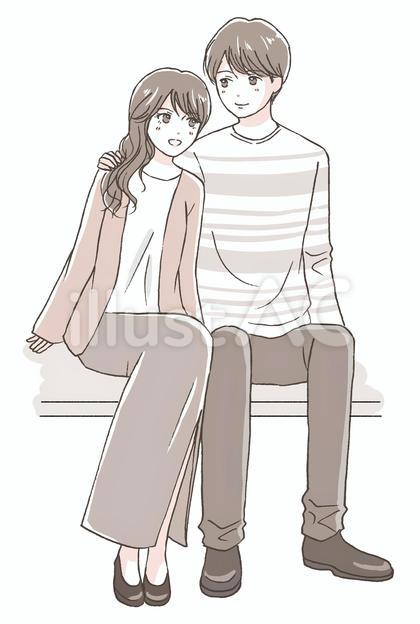 男性の肩にもたれかかる女性(全身)