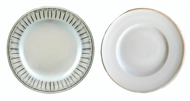 pair of simple plates, đồ dùng trên bàn, các món ăn, trắng, JPG, PNG và AI