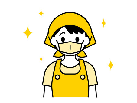 エプロンとマスクを着けた女性スタッフ02 エプロンとマスクを着けた女性スタッフ02 人物,女性,管理栄養士,清掃員,ハウスキーパー,飲食店,スタッフ,介護士,介護福祉士,ボランティアのイラスト素材