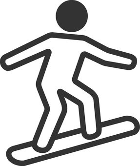 ピクトグラムのグレーのスノーボードです。 ピクトグラム,スノーボード,シンプル,スポーツ,冬,雪,アウトドア,板,ジャンプ,滑るのイラスト素材