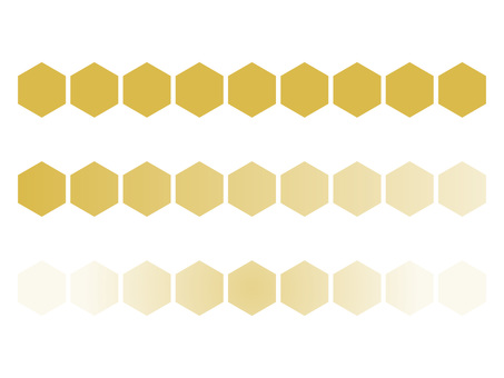 ハニカムパターン・ゴールドのラインセット 飾り罫,ライン,ハニカム,背景,六角形,幾何学,パターン,抽象,グラデーション,ゴールドのイラスト素材