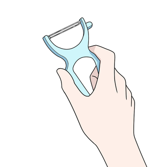 ピーラーを持つ ピーラー,料理,キッチン用品,皮剥き,手,動作,調理器具のイラスト素材