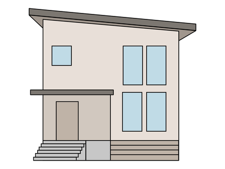 Illustration, zuhause, einfamilienhaus, zwei geschichte, 