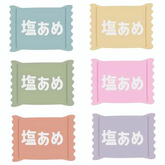 塩あめ　パステルカラー　6色 かわいい,アイコン,白背景,透過,塩あめ,セットのイラスト素材