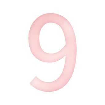 Hand-painted watercolor number "9" pink / red / red, , JPG, PNG and AI