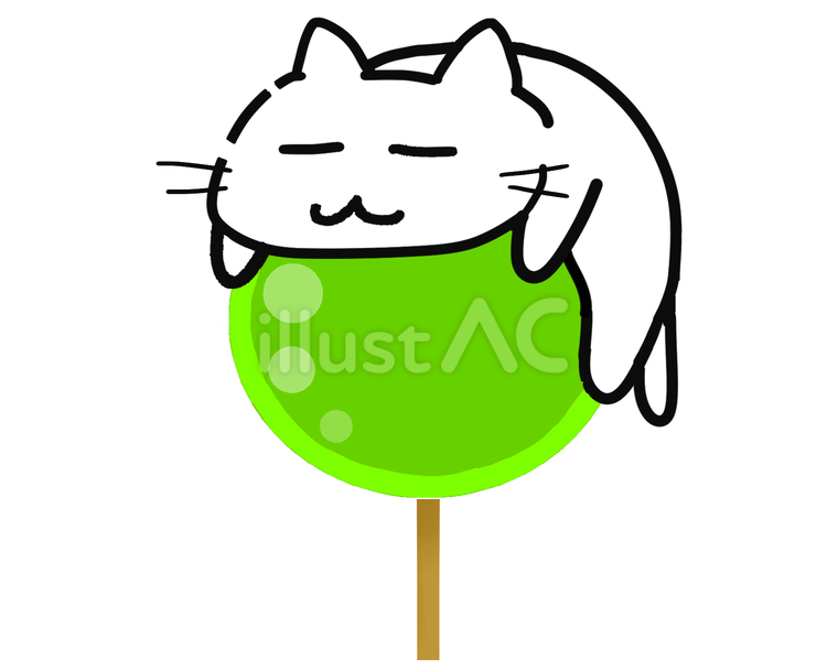 りんご飴ねこ(青りんご) りんごあめ,青りんご,お祭りのイラスト素材