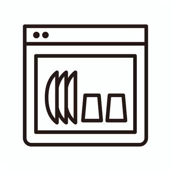食洗機のアイコン 食洗機,食器洗い機,食器乾燥機,食器洗浄機,家電,アイコン,アイコン単品,モノクロ,電化製品のイラスト素材