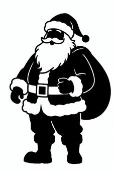 サンタクロースのシルエット サンタクロース,クリスマス,髭,プレゼント,シルエット,モノトーン,冬,イベントのイラスト素材