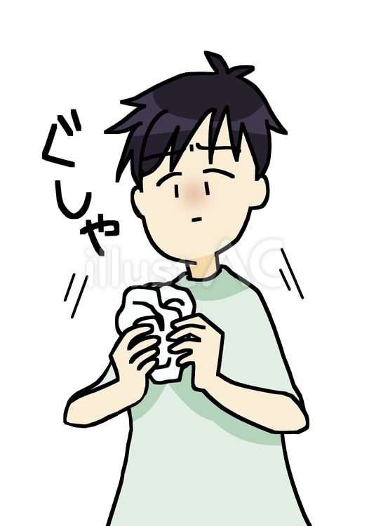 紙をぐしゃぐしゃにする男性 人物,紙,ゴミのイラスト素材
