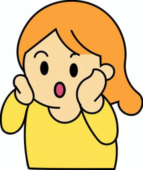 顔に手を当てて驚いている女の子 驚き,びっくり,表情,ポーズ,リアクション,女の子,人物,キャラのイラスト素材