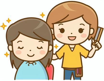 美容師とお客さん 美容師,美容院,美容,ヘアサロン,スタイリスト,女性,仕事,櫛,サービス業,接客のイラスト素材