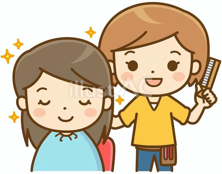 美容師とお客さん 美容師,美容院,美容のイラスト素材