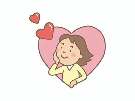 ハートの窓から思いを寄せる女性 ハート,窓,女性,愛,思い,告白,伝える,届く,考える,妄想するのイラスト素材