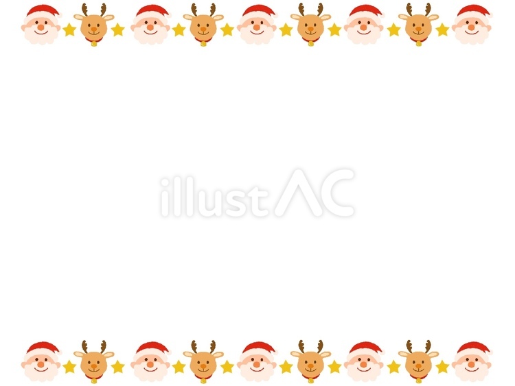 フレーム　サンタとトナカイ クリスマス,サンタクロース,トナカイのイラスト素材