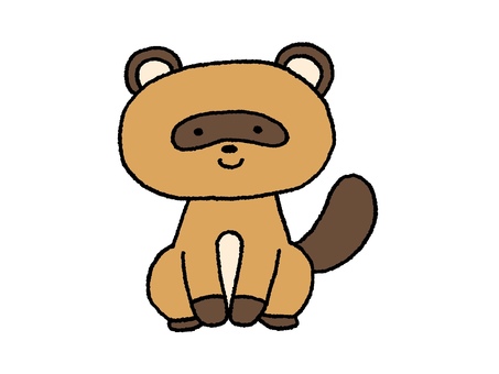 かわいい表情のタヌキ かわいい表情のタヌキ タヌキ,動物,しっぽ,秋,かわいい,ナチュラル,シンプル,手描き,挿絵,キャラクターのイラスト素材