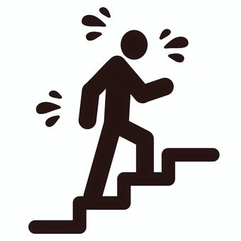疲れている人のアイコン 疲れた人,人,人物,階段,健康,病気,障害,ストレス,頑張る,がんばるのイラスト素材