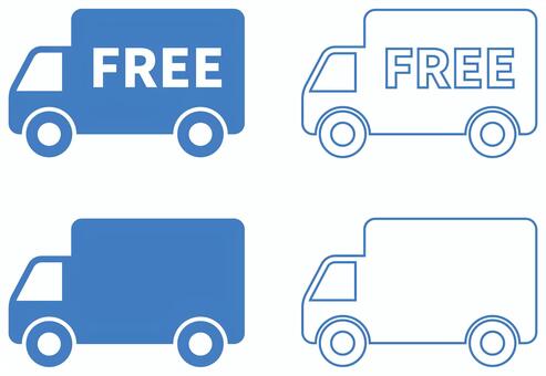 トラックのアイコンセット 青 トラック,車,配達,配送,運送,乗り物,free,運搬,自動車,引越しのイラスト素材