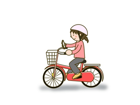 スマホ自転車　女の子 女,子ども,小児,小学生,自転車,スマホ,児童,幼児,園児,乗車のイラスト素材