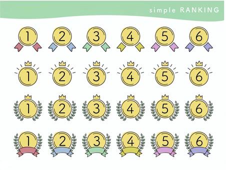 シンプルなランキングアイコンセット ランキング,メダル,数字,王冠,金メダル,表彰,リボン,表彰状,月桂樹,トロフィーのイラスト素材