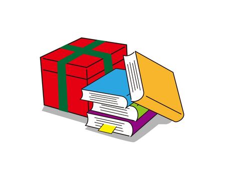 本とプレゼント プレゼント,本,クリスマス,クリスマスプレゼント,１２月,贈り物,イベント,イラスト,素材,挿絵のイラスト素材