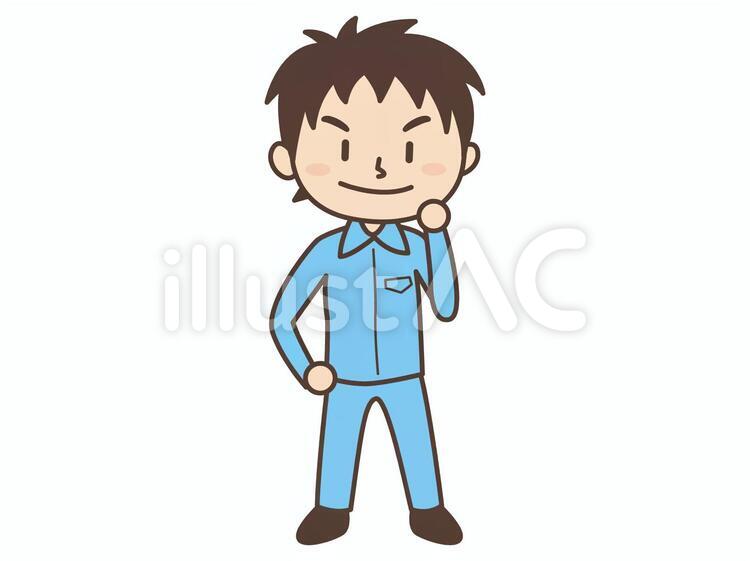 D031_作業着の男 人,男,若者のイラスト素材