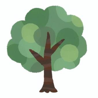 一本の木 手描き,水彩,植物,木,自然のイラスト素材